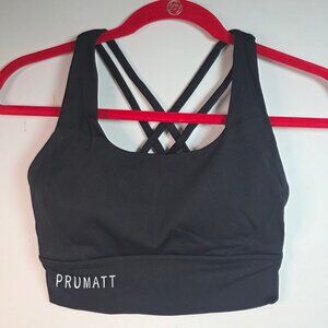 Prumatt Womens Black Strappy Sports Bra S High-Impact Workout 75% Nylon 25% Span